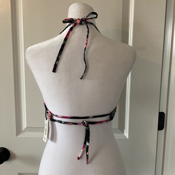 Shade and Shore 32D bikini top black floral halter - Picture 5 of 9